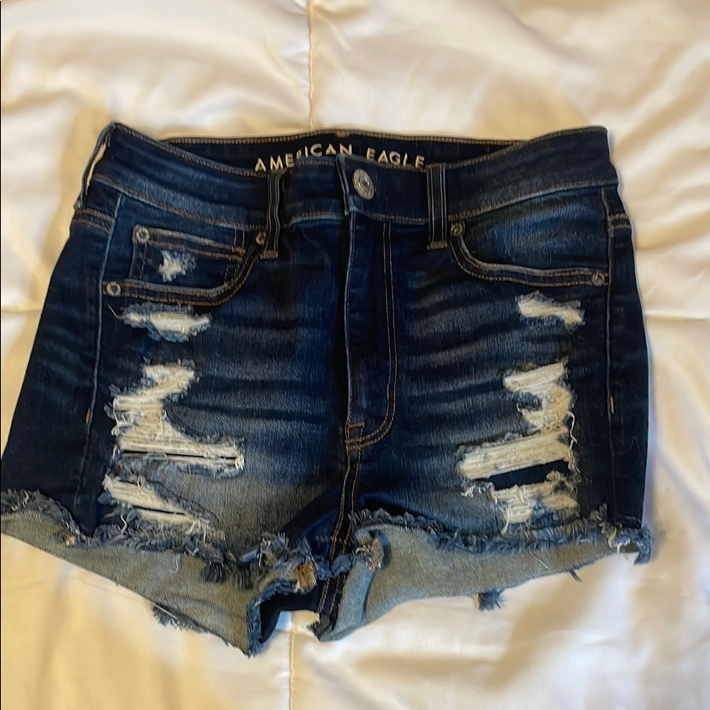 American Eagle Outfitters Women's Distressed Denim Shorts - Blue size 6